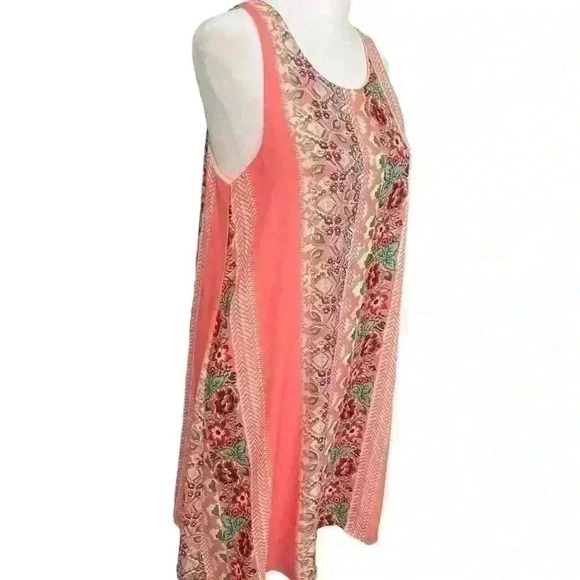 Everly Women’s Shift Dress Size S Sleeveless Peach Floral Flowy Vacation Summer - Picture 2 of 7